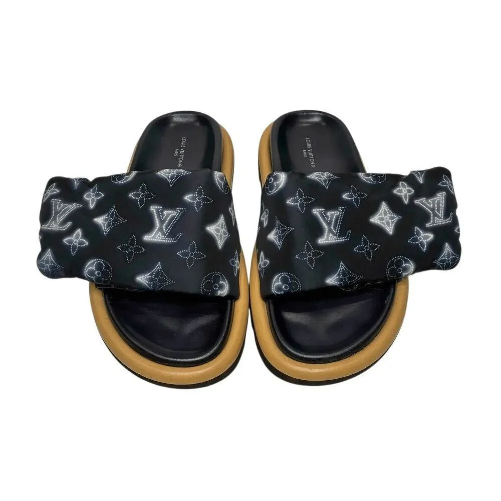 Louis Vuitton Pool Pillow Comfort Mule Slides EU 37 Marine Blue Monogram Flats